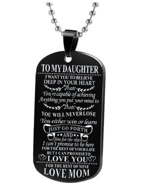 To Daughter From Mom Appreciation Black Engraved Dog Tag Necklace